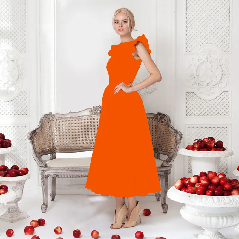New French Style Retro Dress Elegant Ladies Wear Sleeveless Dress Hot Girl Solid Evening Dress Women