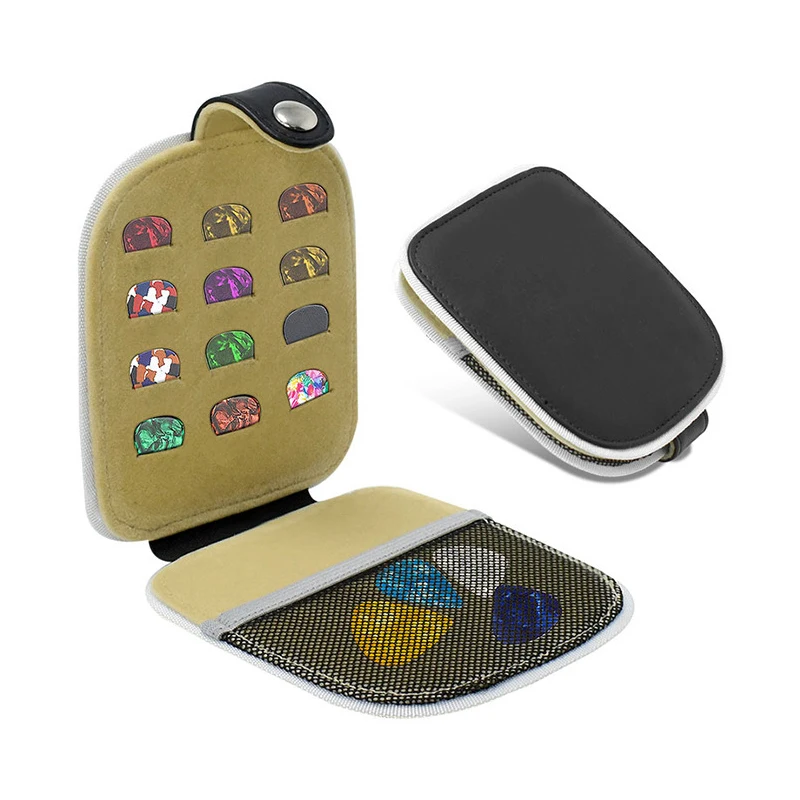 Guitar Picks Holder Case for Acoustic Electric Guitar Holds Variety Pack Bass Picks Guitar Plectrums Bag with Mesh Pocket