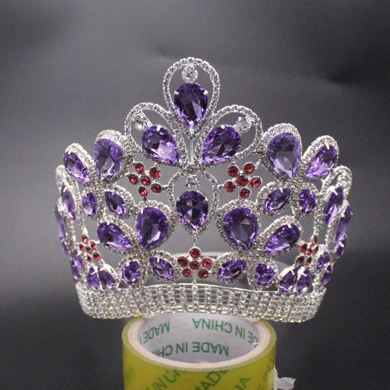 Заводская оптовая продажа милые серебряные розовые стразы бриллиантовые короны для вечеринки золотые блестки разноцветная тиара Miss world GIRL Высокая Корона