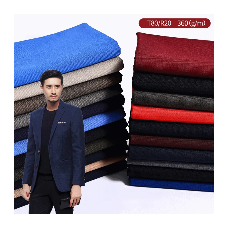 In Stock 360g 80% Poly 20% Rayon Double-Sided Bistretch Suiting Twill TR Fabric, Suitable for Pleated Skirts