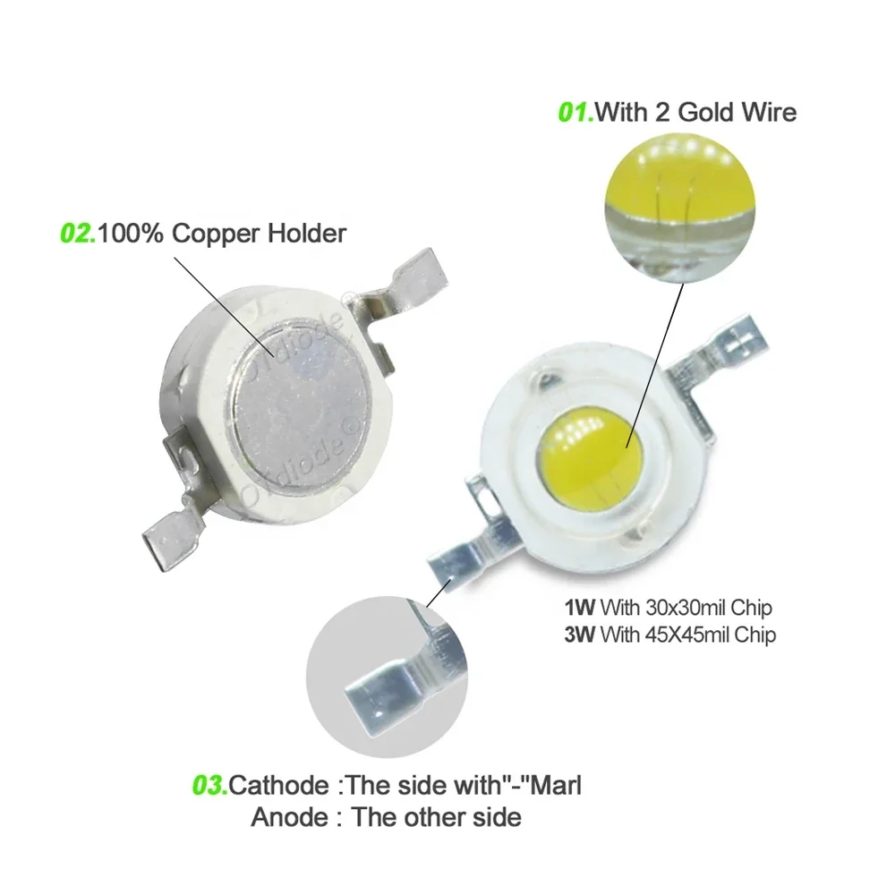 High-power LED package series 1W3W5W China factory export 4-pin 6-pin chip light-emitting diode White Red Green Blue Yellow