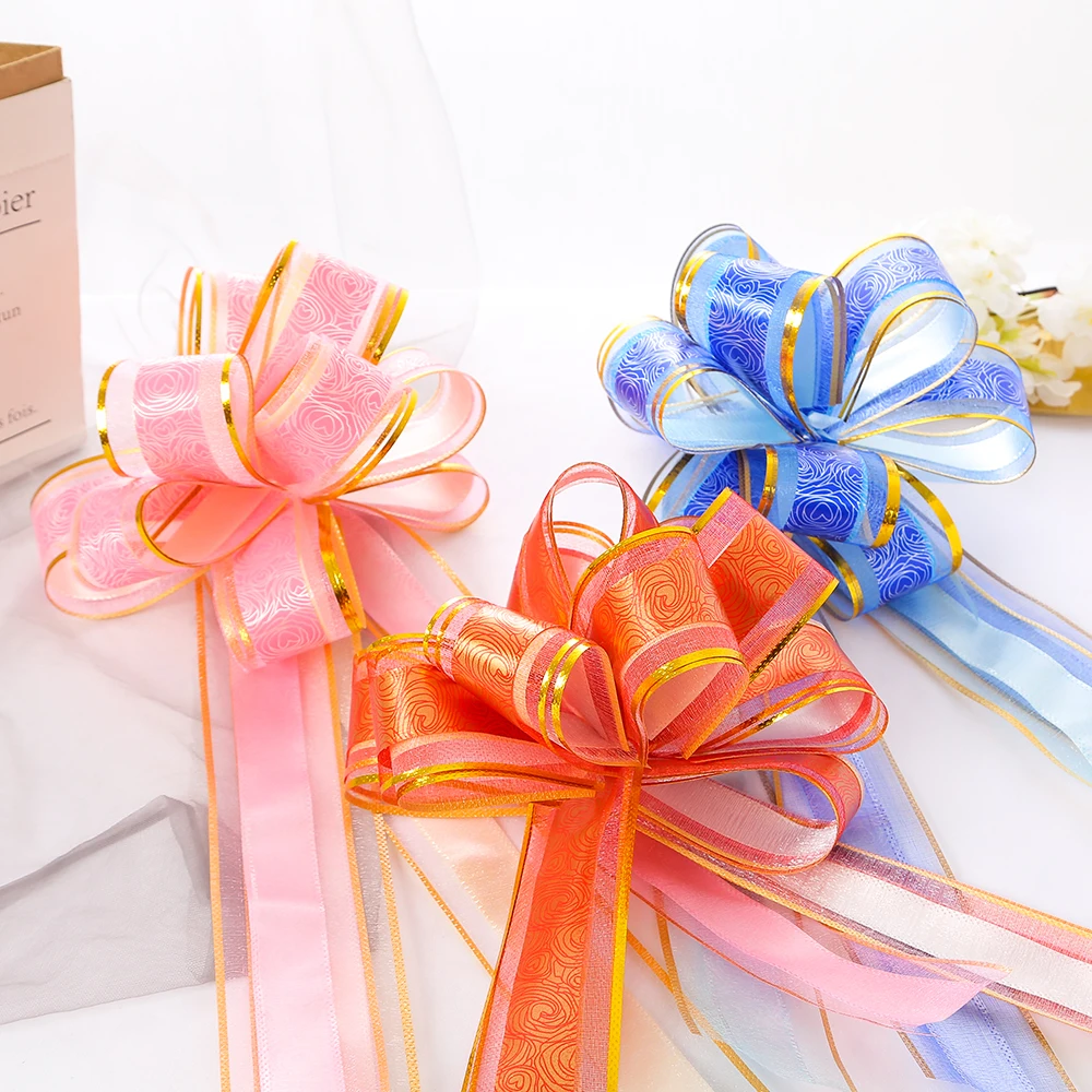 Hot Sale Competitive Price Gift Wrapping Paper Plastic Ribbon Pull Bow Gift Pom Pom Christmas Decoration Gift Wrapping