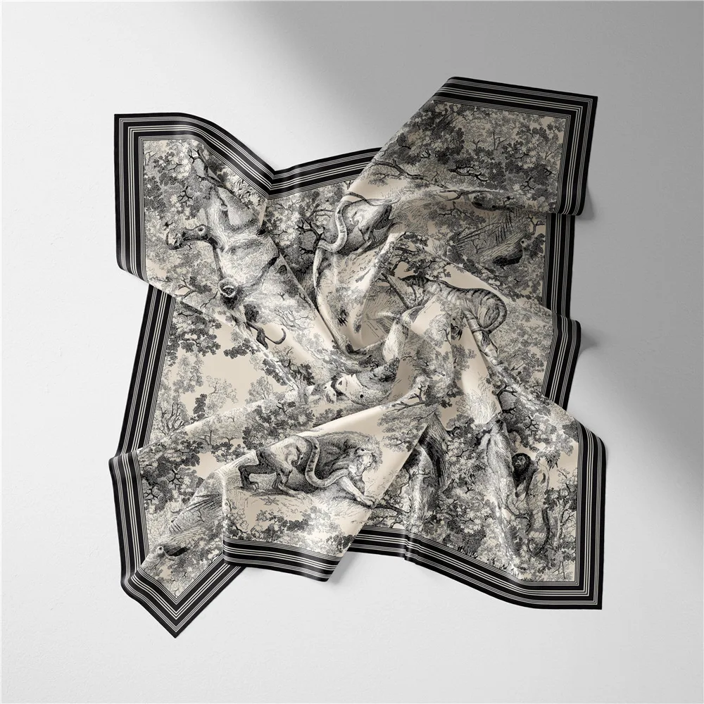 Custom Digital Printed Head Silk Hair Scarf Bandana Designer Styles Wholesale Square Satin Twill 100% Silk Scarf