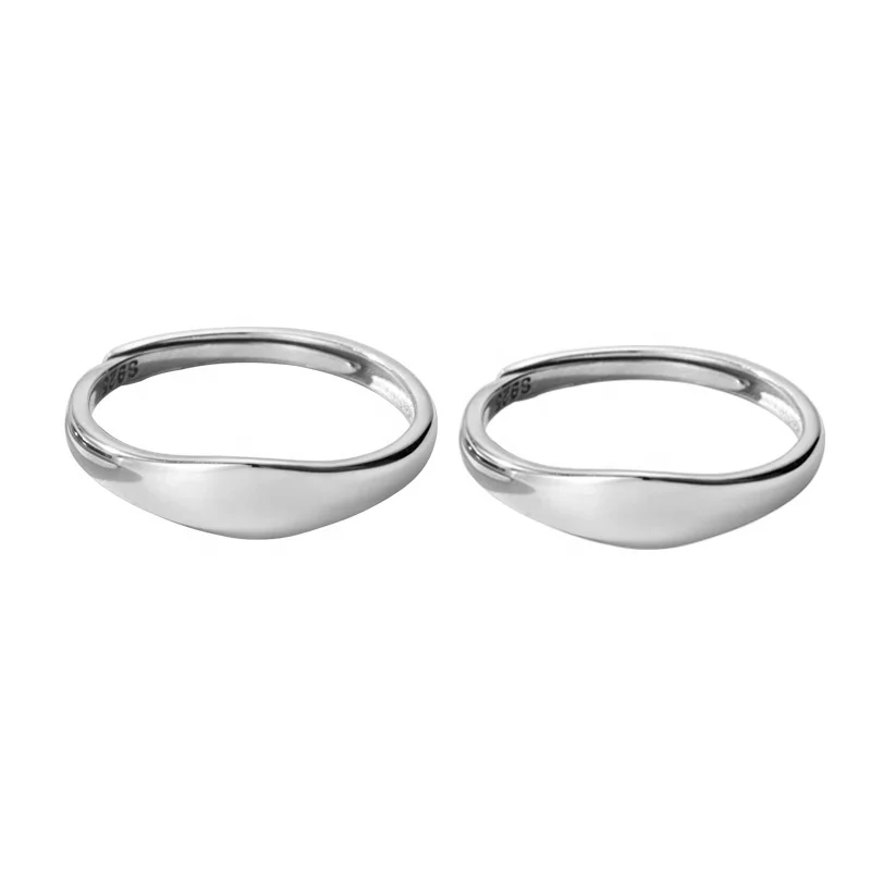 Cheap price simple adjustable  s925 sterling silver wedding rings for men and woman