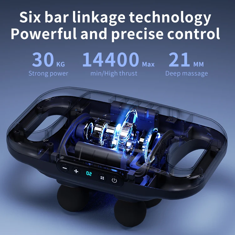 Type-C Handle Heated Warm Head Fascial Gun Muscle Massage Gun 30 speed Vibration Cordless Massager Deep Tissue Massage Gun