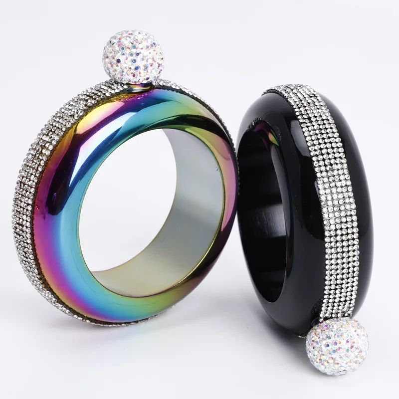 Luxury Gift Items 3.5OZ Bracelet Bangle Flask 304 Stainless Steel with Handmade Crystal Novelty Gifts Wedding Gifts For Guests