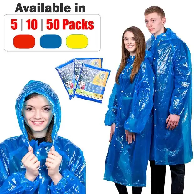 
Bio material LDPE hooded raincoat 