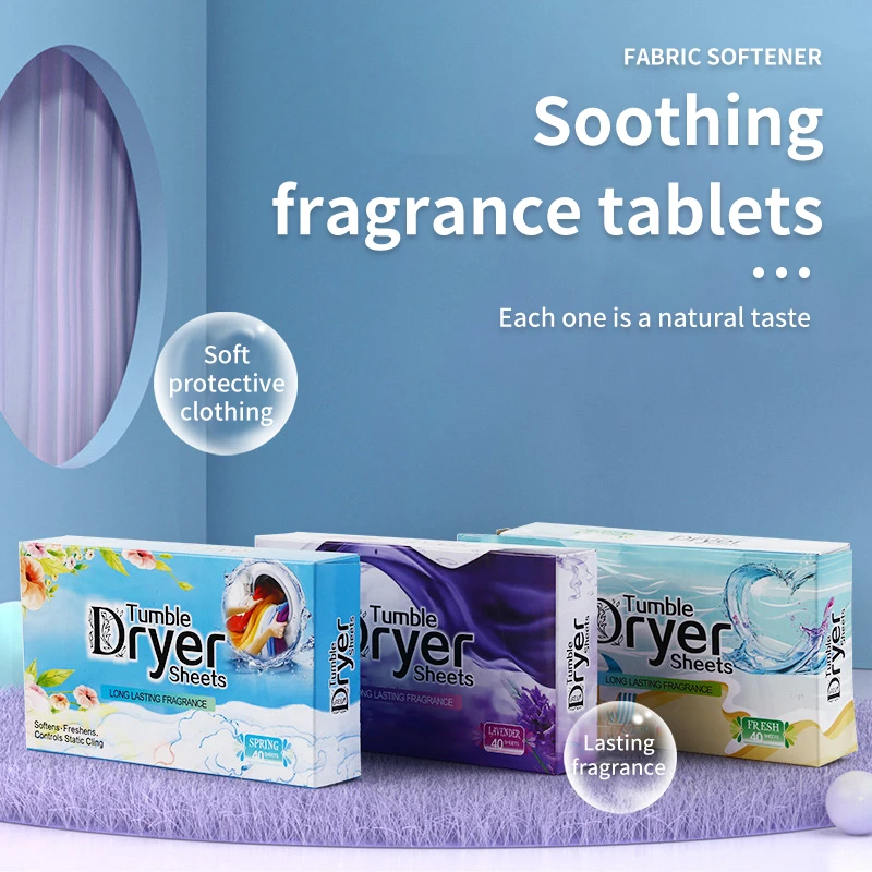 Factory Price 40 Sheets Fabric Softener Dryer Sheets For Tumble Dryer