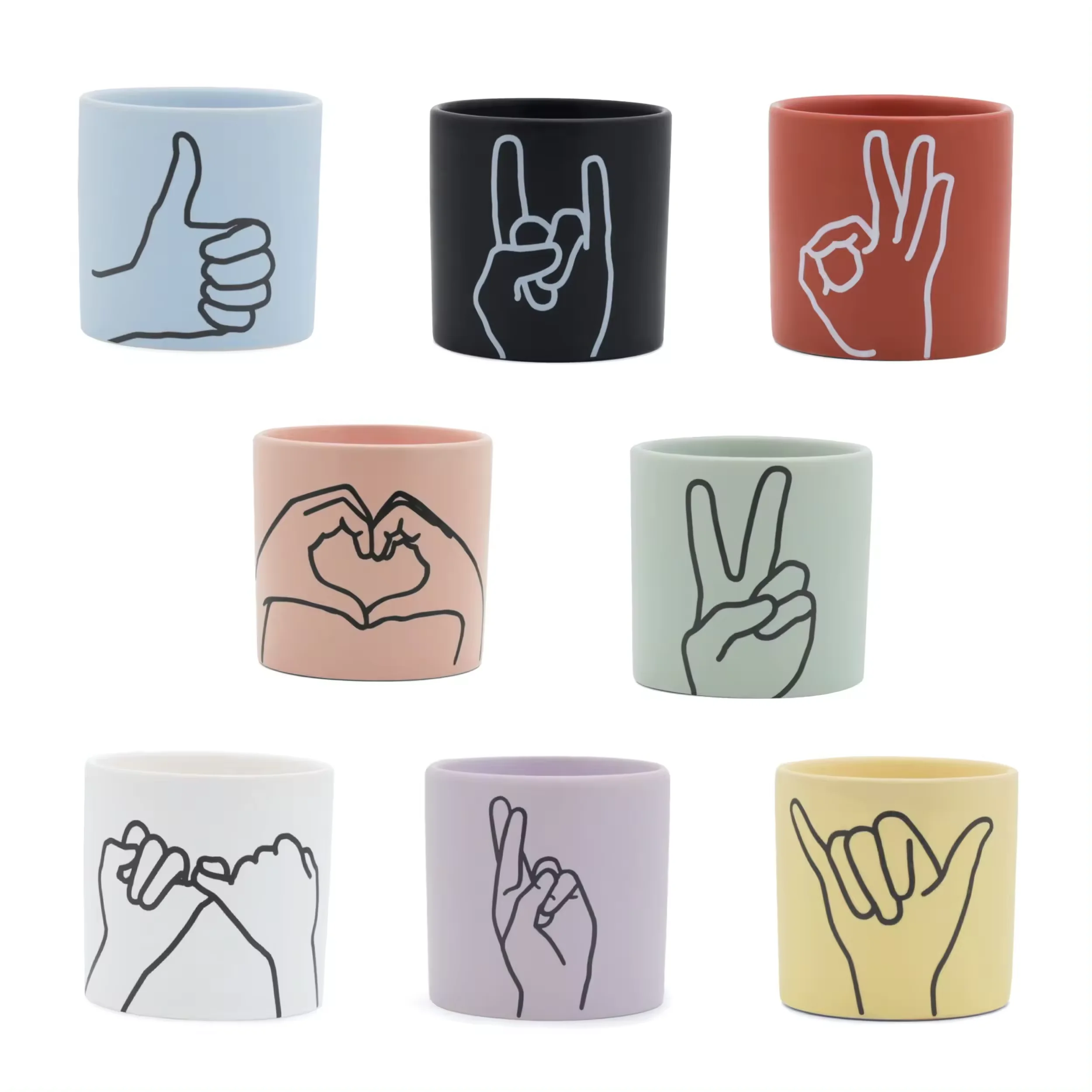 SuXiu OEM  modern decor and ambience enhanced by artistic sign language design Elegant handmade emoticon candles -