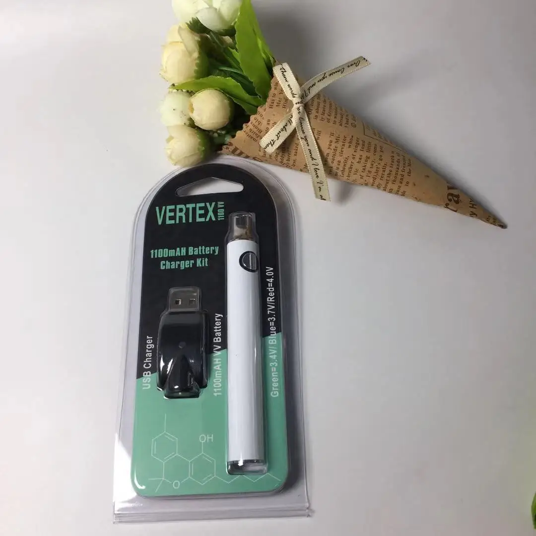 Amazon hot sale 1100mah vape pen 510 thread battery blister packing with USB Charger Kit