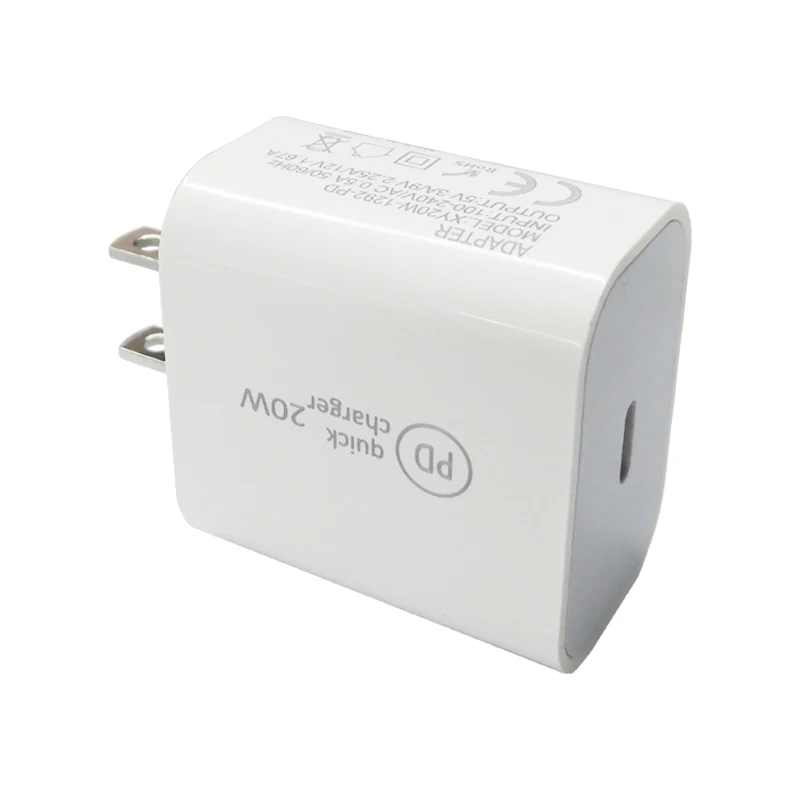 
New Arrival 9V 2A USB Power Adapter Fast Charging Cube Wired Charger 20W PD Fast Type C Wall Charger for iPhone 12 Mini Pro Max 