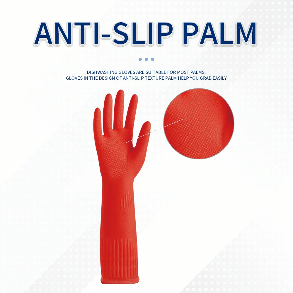Durable Kitchen Gloves Long Latex Waterproof Cleaning Dish Washing General Purpose Safety Hand Protection