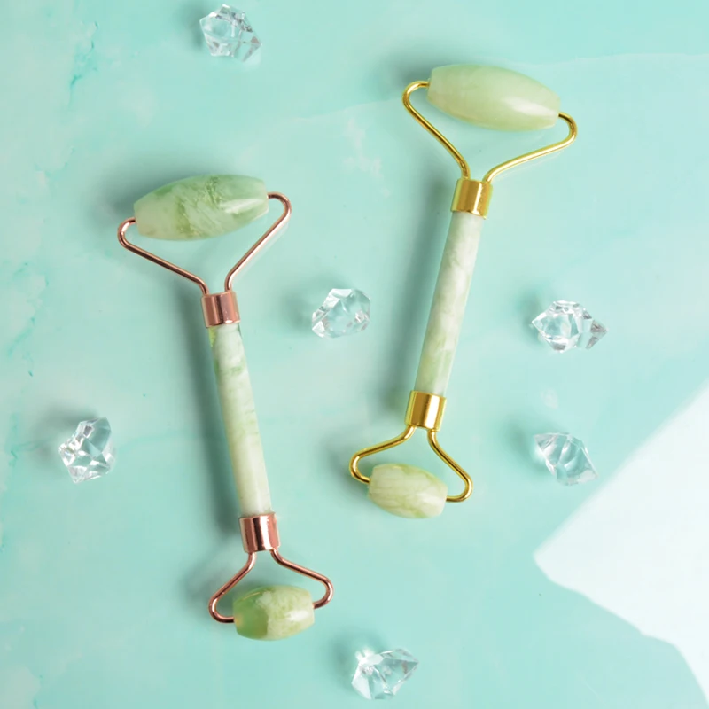 
Green color authentic jade roller and gua sha tools set pusher for face guasha private label 