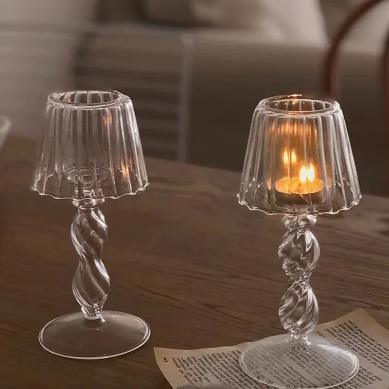 European lamp type candle holder luxury table lamp glass candle holder for home decoration