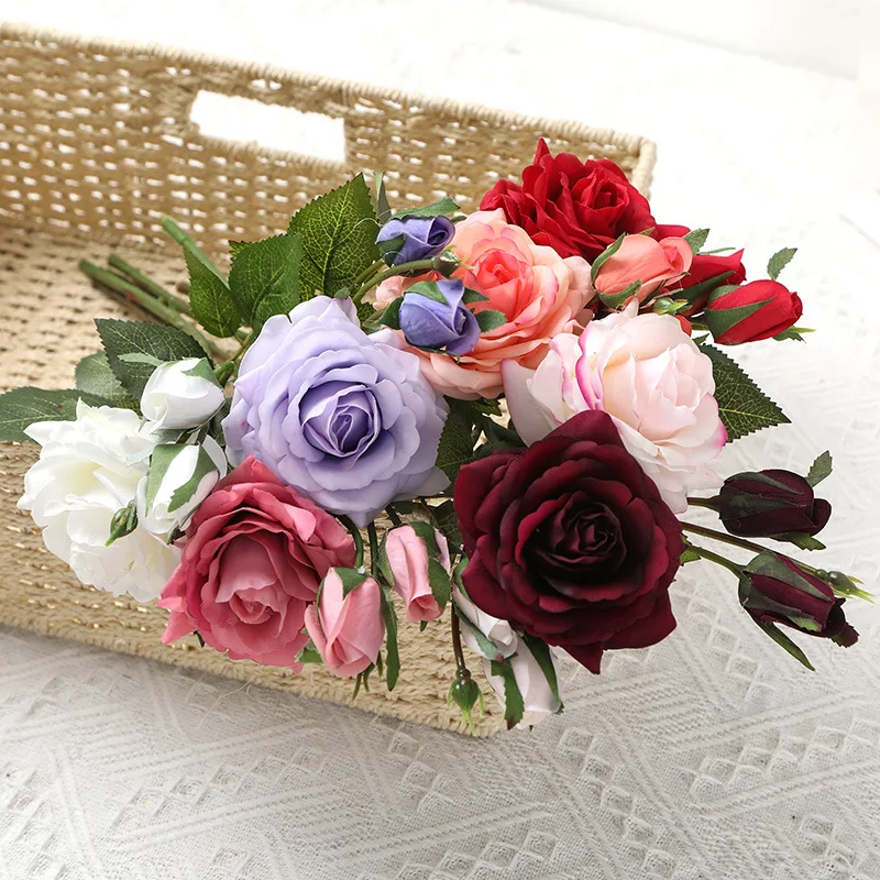 Zhuoou High Quality Latex artificial Flower Faux Flower Rose Real Touch Red Rose Flowers For Home Office  Decoration