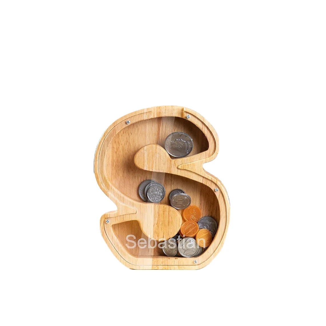 Coin Banks Personalized Letter Wooden Piggy Bank for Kids Engraved Name