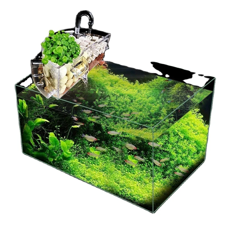 Aquarium External Acrylic Water Purifier Oxygen Water Filter Box For 15-18cm Diameter Fish Tank
