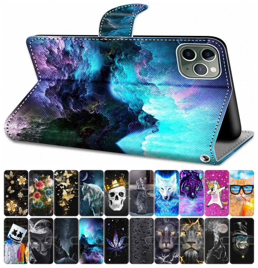 For Case Redmi Note 8 Pro Redmi Note 7 Pro Flip Leather Book Cover Phone Case Cute Tiger Wolf Lion Cat Dog Horse Tower DP08F