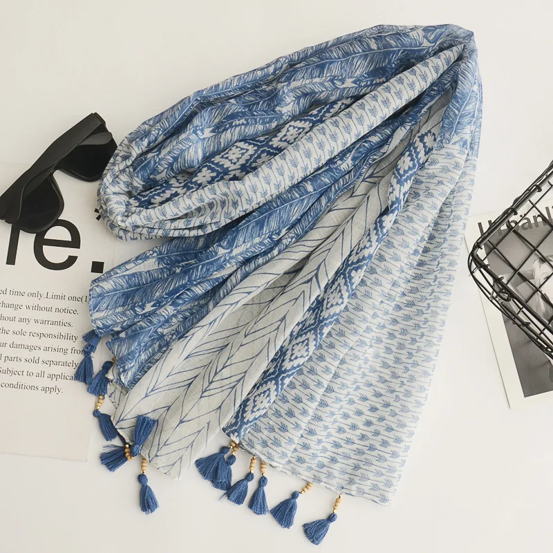 High Quality Wholesale Women Shawl Cotton Pure Linen Versatile Scarf Printing Hijab