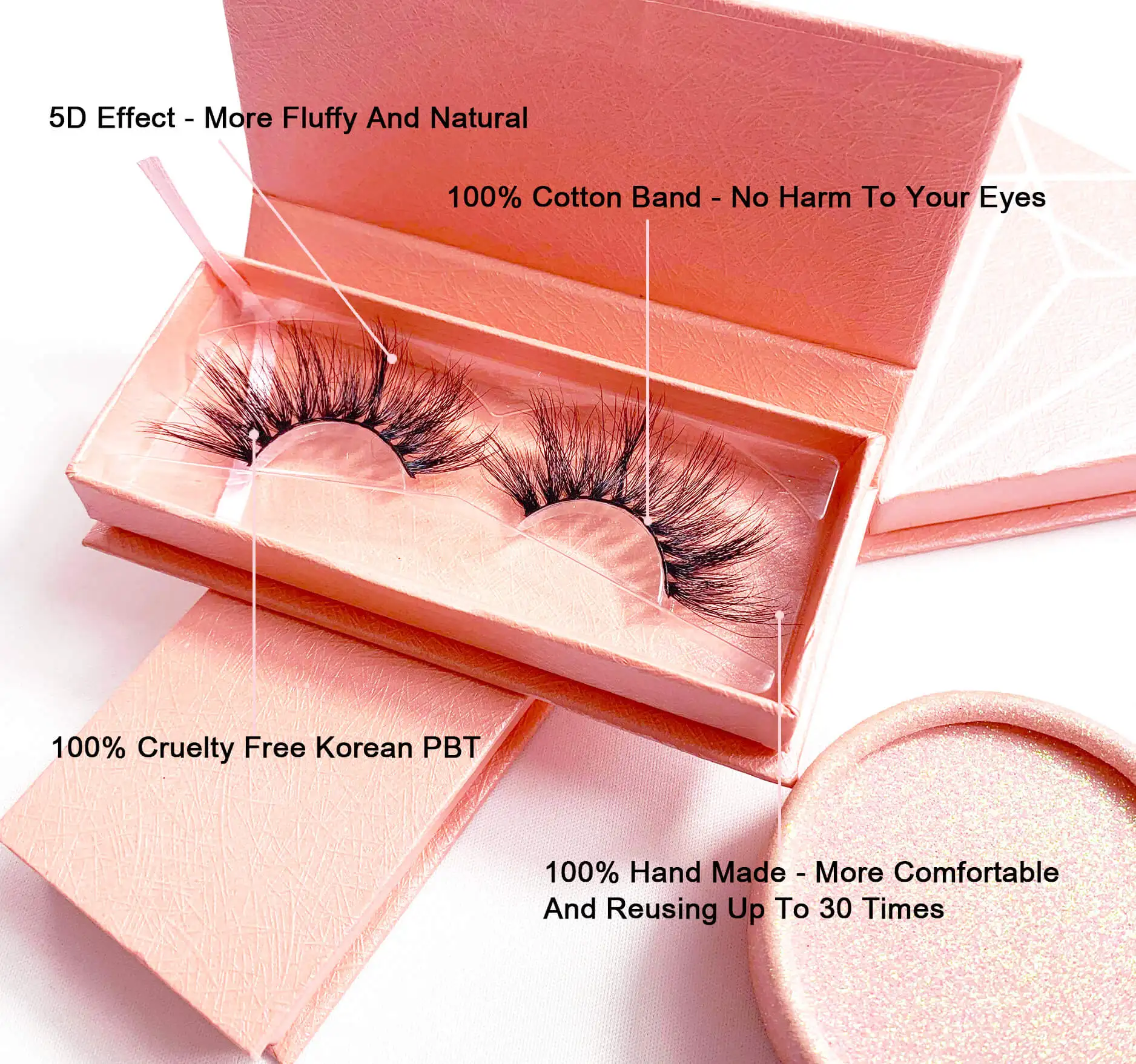 
Natural looking 3d faux mink lashes superior korean pbt eyelashes factory wholesale with private logo 