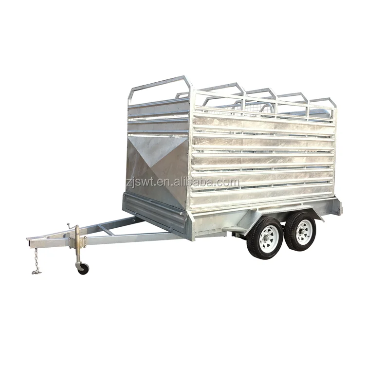 Practical hot-dip galvanized 12x6 cattle crate trailer for transporting cattle, sheep and pigs