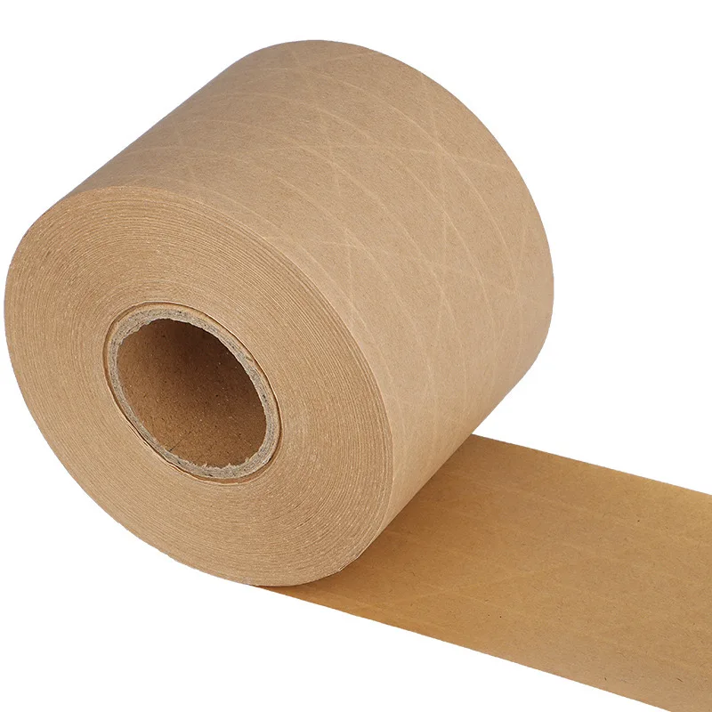 Custom Roll Water Activated Gummed Reinforced Coated Watersensitive Kraft Paper Sealing Tape For Packaging
