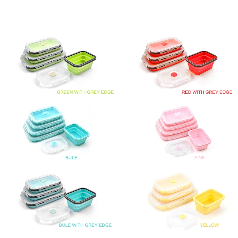 Портативный Складной пищевой Ланч-бокс bento для детей, Детский складной контейнер для хранения пищи, кухонный силиконовый Ланч-бокс