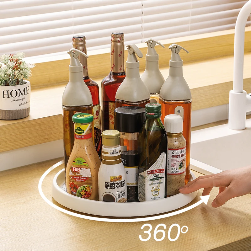 Onsin Lazy Susan 2 Tier Turntable Cabinet Organizer Spice Rack Removable Spinning Tray Organizer for Kitchen Cabinet