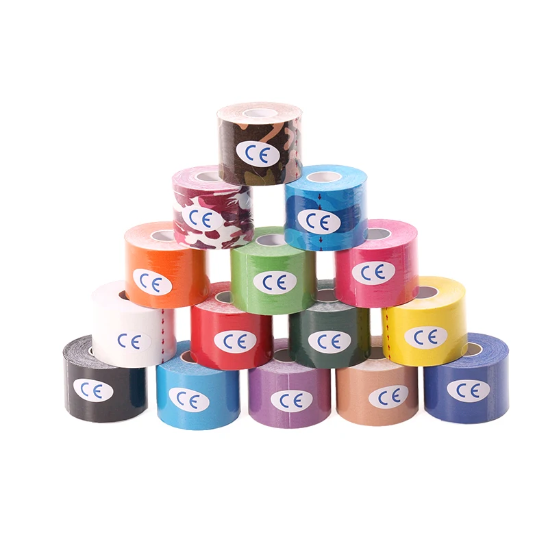 Бесплатный образец, предварительно вырезанная Спортивная кинезиологическая лента 5 см x 5 м, клейкая лента для лица для спорта