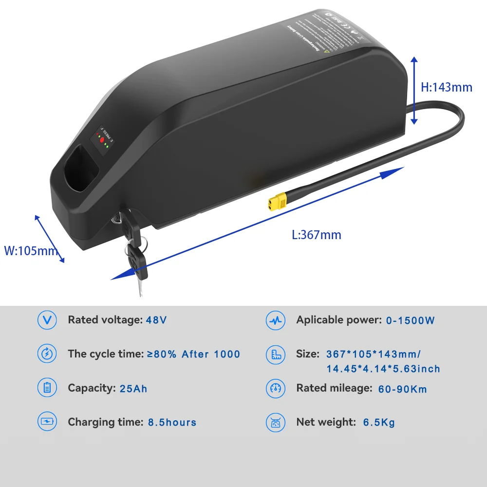 48V25AH 52V25AH 21700 Cell Electric cycle Li Ion eBike Battery Pack with Charger for Bafang Motor 48V 1000W