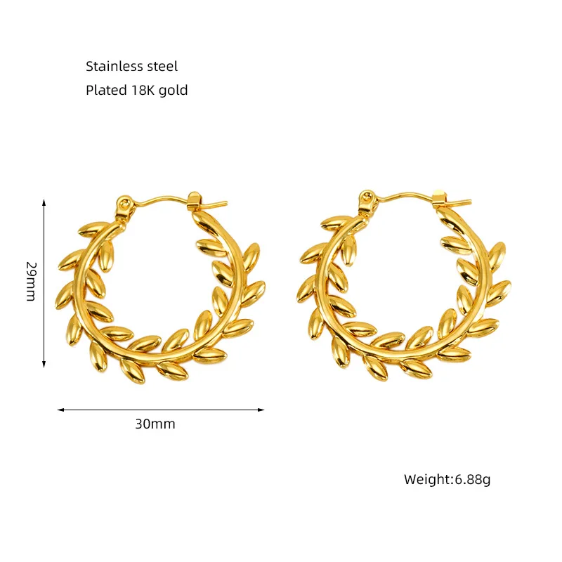 Fashion Women Jewelry Thick Chunky Stainless Steel 18K Gold Plated Stripes Snail Shell Shaped Spiral Hoops Hoop Earrings