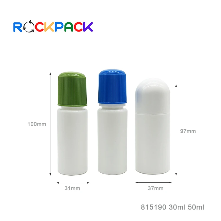 HDPE 30ml 50ml plastic cleaning liniment sponge daub bottle with sponge applicator