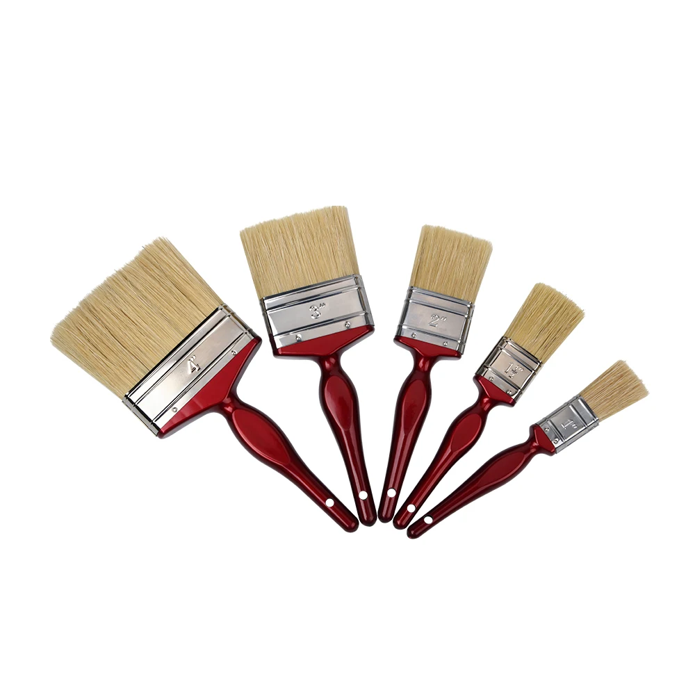 Good quality Natural Bristle With Pet Filament Flat Paint Brush With Plastic Handle paint brush