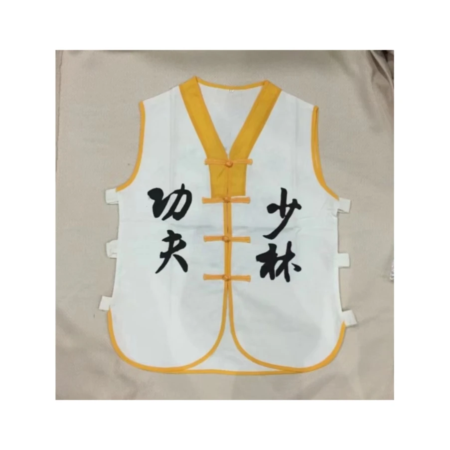 Shaolin Kung Fu Luohan Jacket OEM Vest Uniform Canvas Yarn Sleeveless Monk Short Martial Arts Wearing