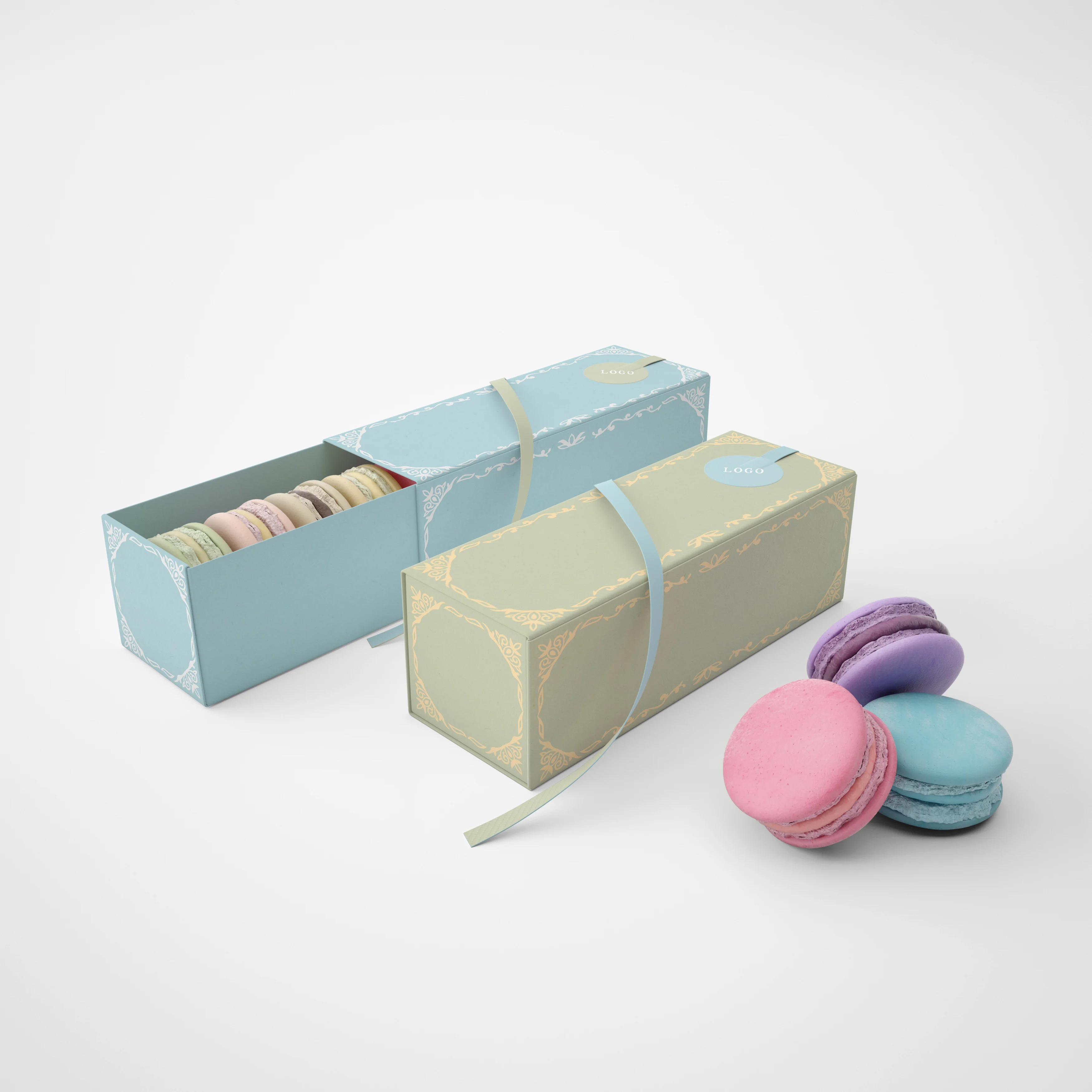 Custom Design Logo Eco Friendly Food Grade Macaron Box Food Cake Cookie Bread Pastry Donut Paper Packaging Boxes Recyclable