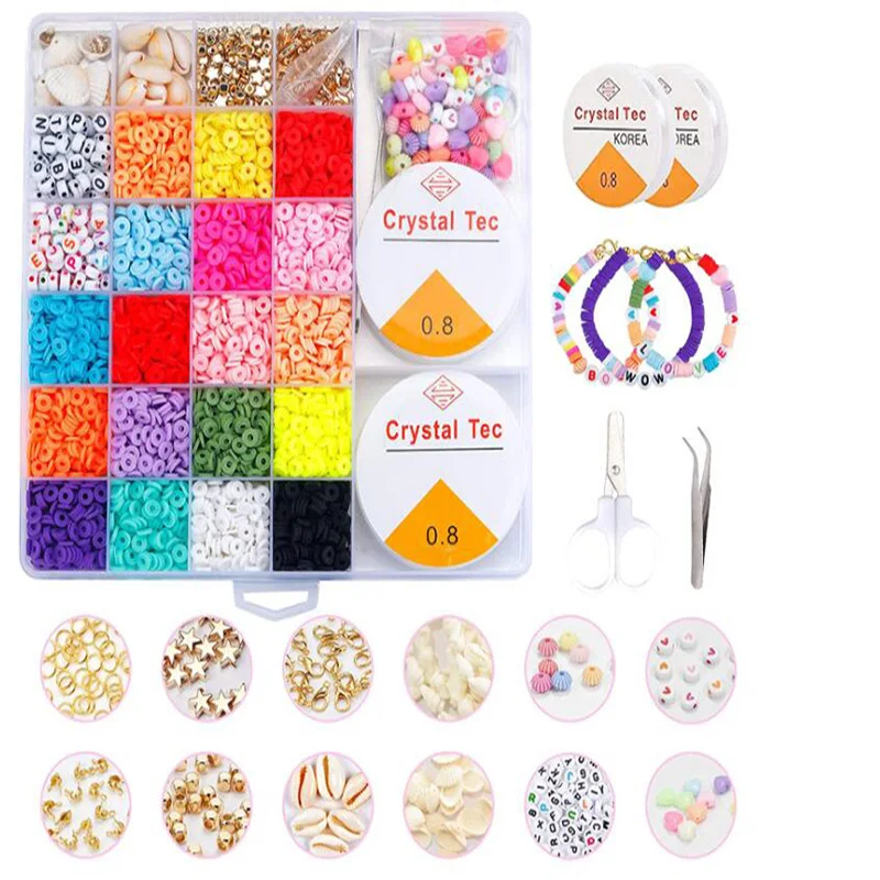 Wholesale 6mm Round Polymer Clay Beads Alphabet Bead Handmade Polymer Heishi Flat Clay Beads For Jewelry Bracelet Making