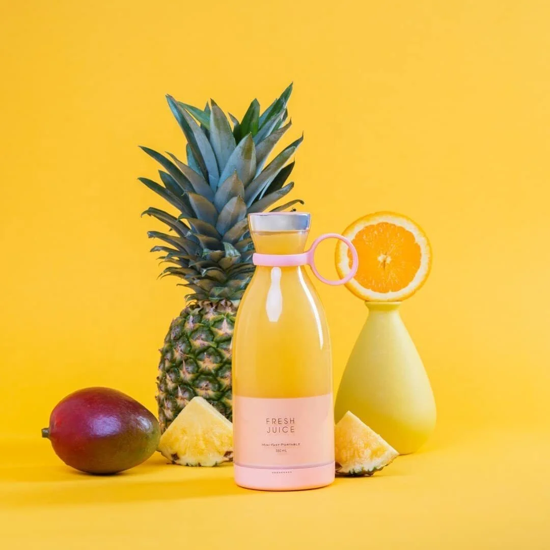 AHLC Portable Blender Smoothie Maker Multi-functional Fresh Juice Maker 50 USB Rechargeable Battery Norwalk Juicer White Pink