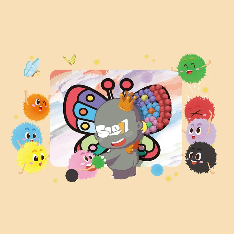 2022 New Diy Funny Handmade Card Color Hair Ball Handmade Sticky Painting Educational Toy For Kids