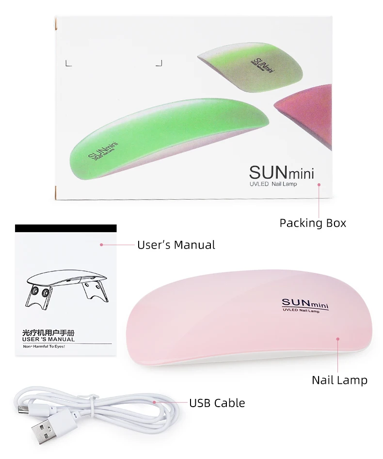 LED nail lamp 6W Foldable Mini Nail Lamp Portable UV LED Manicure Sun Mini Phototherapy Lamp