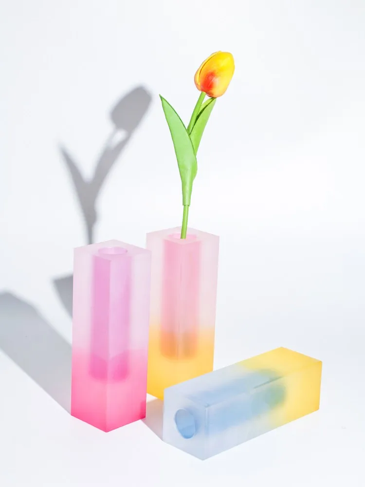 High Quality Small Glass Plexiglass Vase 3mm Dazzle Colored Acrylic for Home Decoration Model Flower Artificial-Plastic Crafts