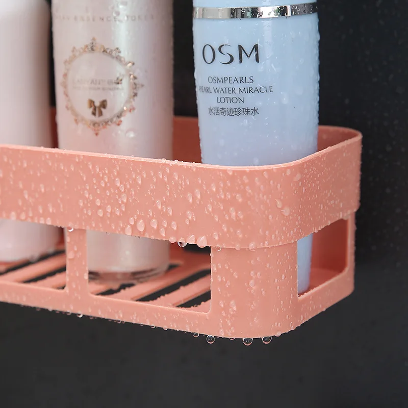 Wholesale Bathroom Shelves Punch-free Shelf Plastic Shower Storage Rack Holder Kitchen Organizer Bathroom Punch Corner Frame