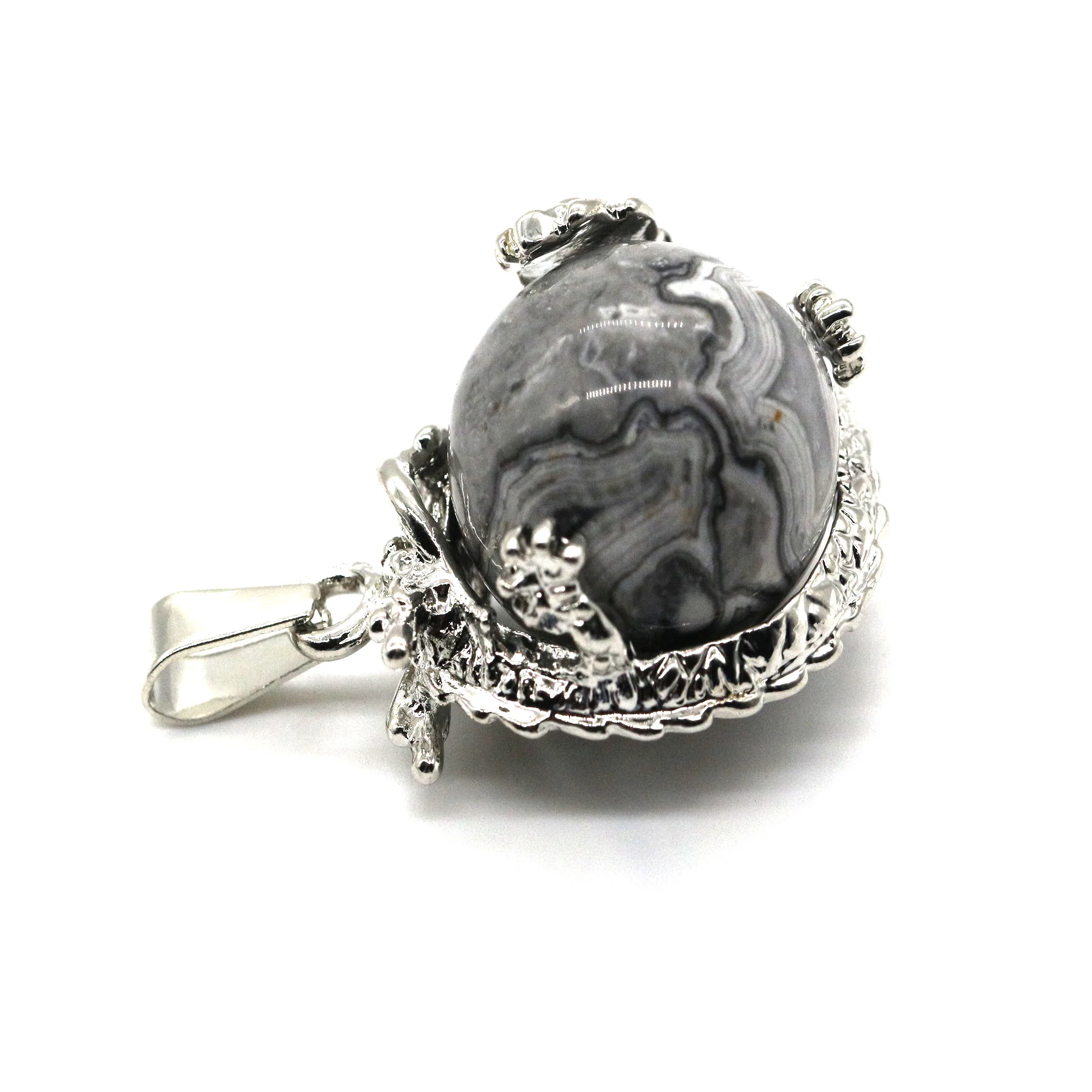 Fashion jewelry pendants Natural grey jasper Stone Pendants for Necklace 16mm Round Stone Bead Balls