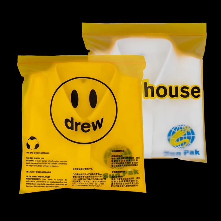 Frosted Zipper Ziplock Garment Clothing Packaging Bags Biodegradable Zip Lock Custom Plastic Shopping Bag For Sachet Packaging