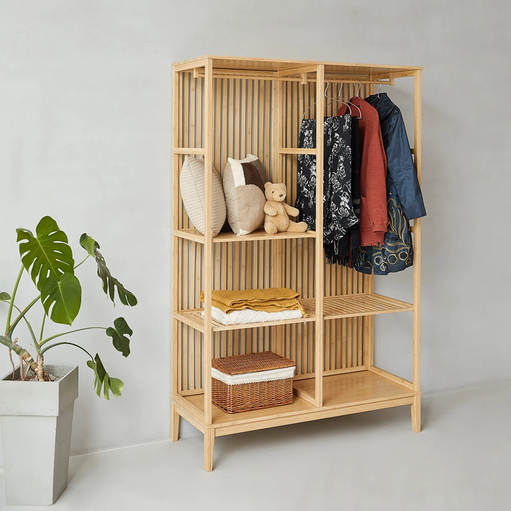 bamboo nature color office storage cabinet high capacity entrance large bamboo office cabinet furniture with door