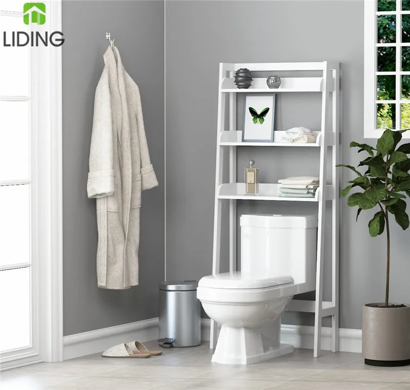 Bamboo Wooden Bathroom Storage Shelf, Over Toilet Rack Expandable Shelf Bamboo Toilet Storage Rack