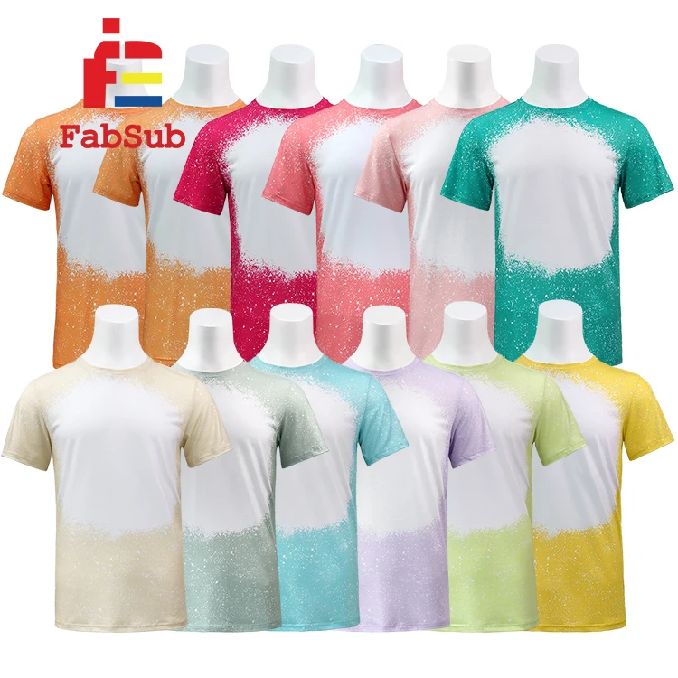 Men Women Kids Bleached T Shirts Unisex Custom Design Tees Sublimation Printing 100 Polyester Shirt Faux Bleached Look T-Shirt