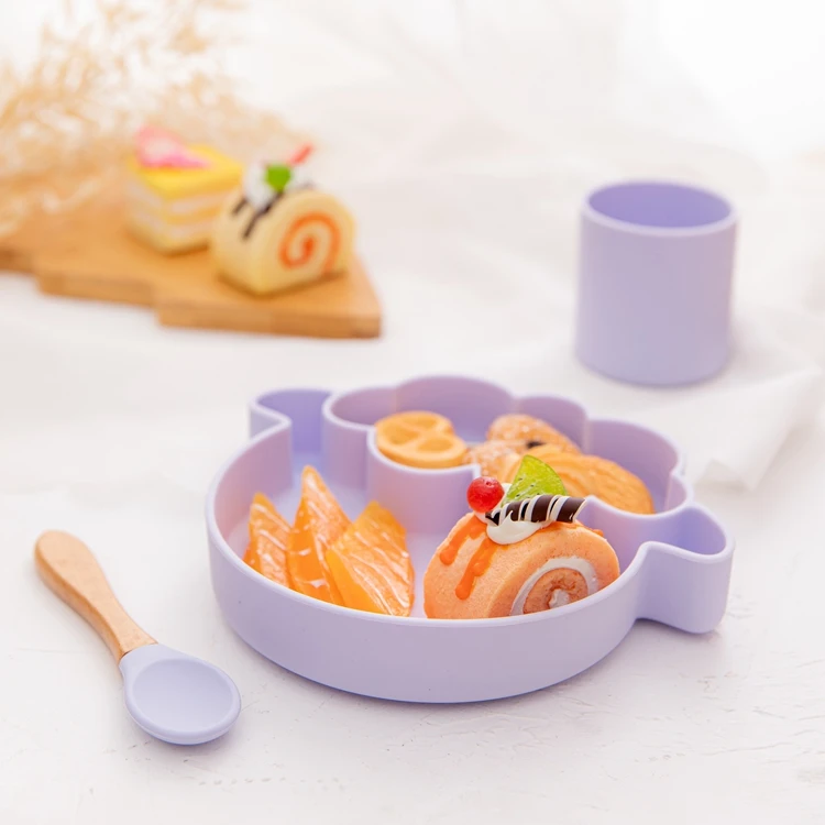 Силиконовый нагрудник на присоске для детей Кормление овец обеденная тарелка вилка ложка набор из пяти предметов