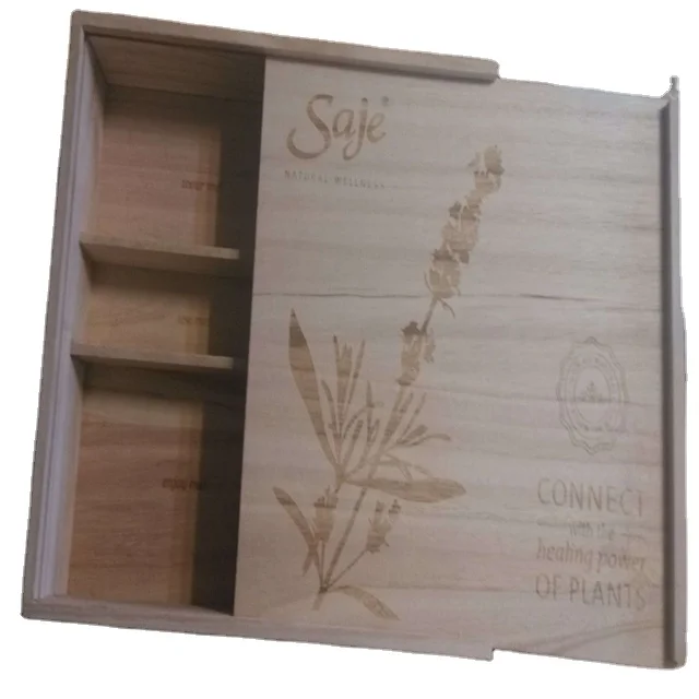 Plain color small wooden box packaging box with divider for soap