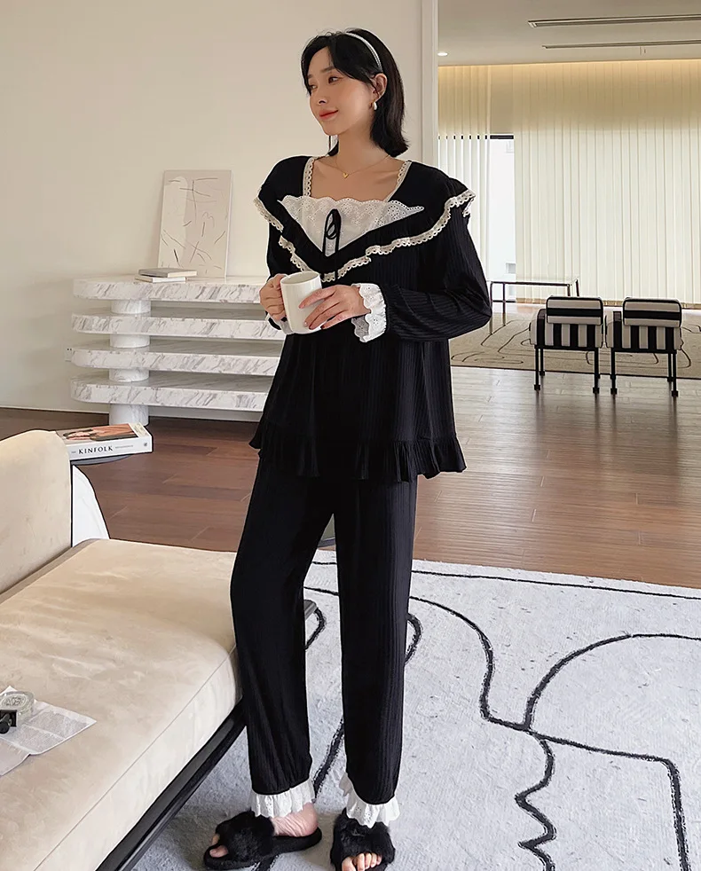 Wholesale cotton nightgowns 2pcs set pajamas sleepwear for women sleepwear women pajamas cute pyjamas women