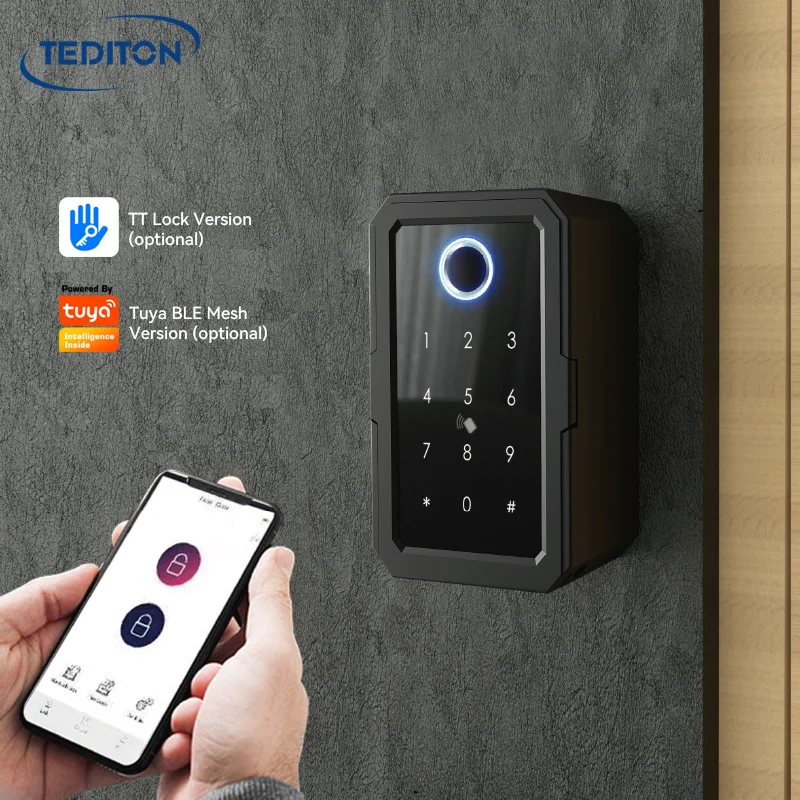 Tediton Waterproof Safe Ttlock Code Combination Storage Smart Key Box for House Key Storage